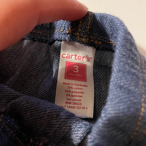 Old Navy Carters Garanimals Jeans Infant Girls 0-3 Months Blue & Black Fringe - Picture 5 of 8